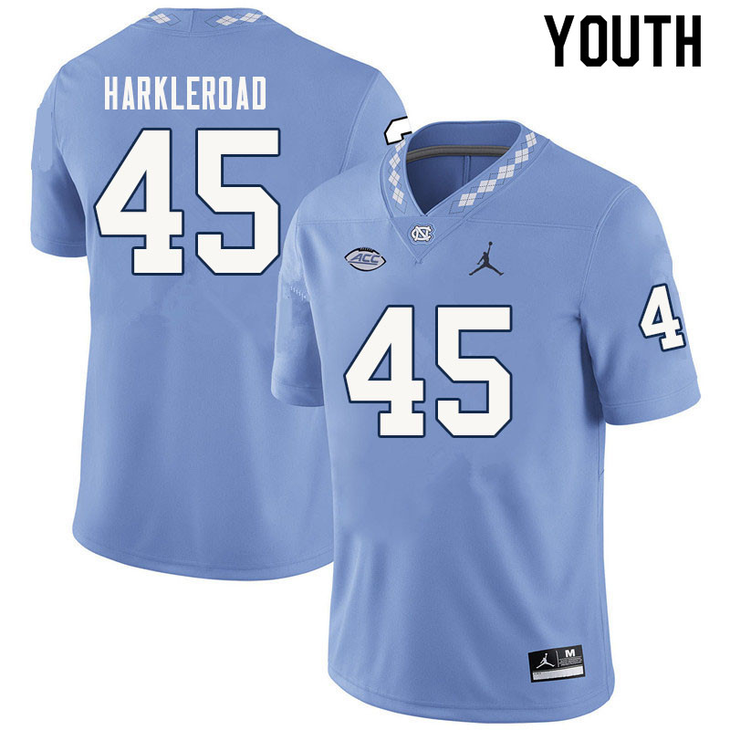 Youth #45 Jake Harkleroad North Carolina Tar Heels College Football Jerseys Sale-Carolina Blue